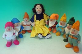 Chad Valley Snow White and The Seven Dwarfs: 1930s, felt and cloth Dolls, complete set including: