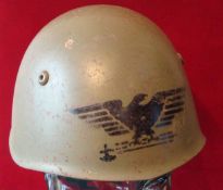 Pre WW2 Italian Combat Helmet: Having Liner and painted stencil spread Eagle condition original