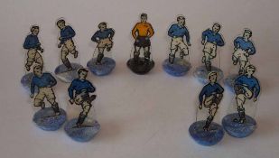 Newfooty Celluloid Team: Dark Blue Shirts with White Shorts with Yellow Goalkeeper and Blue /White