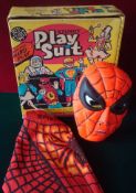 Original Ben Cooper Spiderman Play Suit, circa 1975: With some defects, small crack in the mask