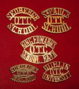 Selection of OTC Shoulder Titles: To consist of Dublin University, Sedbergh School, St Paul`s