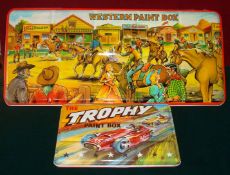 5 Metal Cased Painting Sets: Having Highly Illustrated Artwork one featuring Cowboy Scene and the