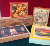 Collection of Victorian/ Edwardian Games and Jigsaws: To consist of 150 Piece Chad Valley GWR