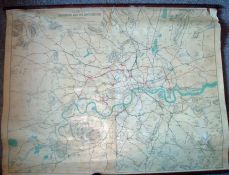 Large Format 1935 London Railway Map: Prepared and Published at the Railway Clearing House London