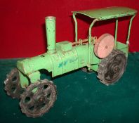 Tri-ang Tinplate Steam Tractor: Metal body with Black plastic wheels 22cm Long