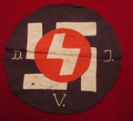 Rare WW2 Hitler Youth Flag Centre: Cotton Black circle with White Swastika with Red Circle & White