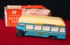 Chad Valley tinplate clockwork Motor Bus: Single Decker Bus is blue, with cream roof, " National" to