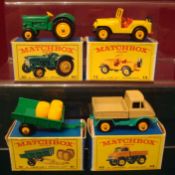 Matchbox Series Regular Wheels: Numbers 49 Unimog, 50 John Deere Lanz Tractor, 51 Trailer with
