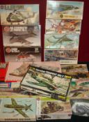 Selection of Airfix Plastic Model Kits: To include Footbridge, Mitsubishi Dinah, Bronco, Saab