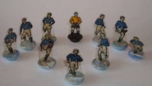 Newfooty Celluloid Team: Blue Shirts with White Shorts with Yellow Goalkeeper and Blue/White Lighter