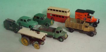 Small selection of Dinky Toys diecasts: To include: Hillman Minx, Austin Taxi, Austin Open Backed