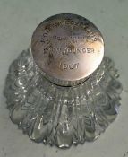 Fine Moffat Golf Club silver and glass splayed inkwell c. 1907 – silver hinged lid and rim both