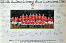 Wales Rugby Six Nations and Grand Slam Champions 2005 photograph print with printed autographs of