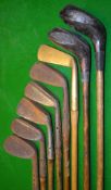 Set of 5x Maxwell irons together with 2 woods and Anderson brass blade putter (8) to incl driving