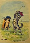 Wain, Louis (1860-1939) “THE GOLFER” c. 1900 - period coloured lithograph featuring cats playing