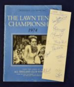 1974 Wimbledon Lawn Tennis Championship signed programme and postcard – for the 9th Day’s play