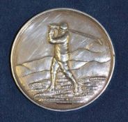 Large silver golfing medal – hallmarked - the obverse is embossed with a Vic golfer using a longnose