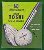 MacGregor “Bob Tolski” golf ball box for 12 balls together with 15 used square mesh golf balls –