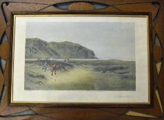 Adams, Douglas (1853-1920) “A DIFFICULT BUNKER” coloured lithograph with good plate mark depicting