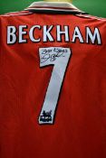 David Beckham – signed Manchester United No. 7 match issued football shirt c1998/99 Triple Winning