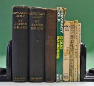 Golf Instruction books from 1909 onwards (8) to incl 2x “Advanced Golf” by James Braid 1909 and