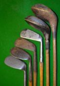 Half set of 4 irons and 2 large woods (6) – to incl 2x matching Tom Morris St Andrews “Elect”