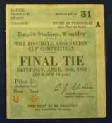 1930 FA Cup Final Ticket: played at Wembley, overall (VG). (1).