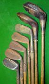 Set of 4x Maxwell irons together with 2 woods and Anderson Arrow brass blade putter (7) to incl