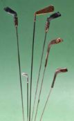 5x interesting silver ladies hat pins with period golf club heads to incl a pair of amethyst