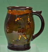 Royal Doulton Golfing Kingsware series ware tankard c. 1920s - dark treacle finish decorated with