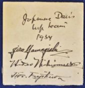 Davis Cup Tennis 1934 & 1938 – rare Japan Davis Cup tennis team signed album pages - the 1934 team