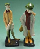 A Rare pair of miniature Amphora pottery works Golfing figures, circa. 1910, to incl a golfing