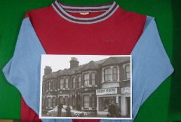 Bobby Moore Sports Wear West Ham Football Shirt: West Ham Claret and Blue shirt lacking breast
