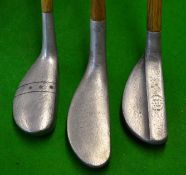 3 x Alloy Mallet head putters, two with modified necks, one with a good neck repair, all fitted with