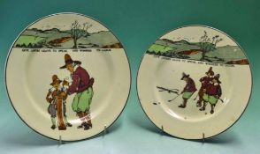 2 x Royal Doulton golfing series ware plates both decorated with Crombie style golfers and both with