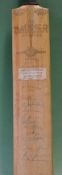 Rare 1948 Australia v Scotland signed cricket bat – c/w typed paper label which reads “Ross County