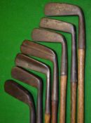 7x various blade putters to incl an early Tom Stewart serpent mark, Spalding bent neck, J.S.