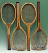 4x various wooden tennis rackets from the 1900s onwards to incl an Army & Navy CS Ltd “Champion”,