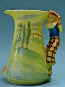 Early Burgess and Leigh “Burleigh ware” pitcher c. 1930 – a yellow and green decorative hand painted