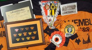 Wolverhampton Wanderers Selection: to consist of large Flag, set of Team Colours Pin Badges –