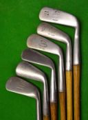 6 x Tom Stewart irons and putter to incl 4x smf from a round back cleek to a mashie plus offset