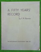 Early signed Tennis History – F. R. Burrow signed “A Fifty Years’ Record – The Beckenham