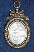 1926 BONVIL Golf Club (Cupar) silver medal – hallmarked – oval medal mounted in silver plated