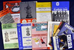 Everton Away Football Programmes: Including v Manchester United 1957/8 c/w Token, v Chelsea 1970 (