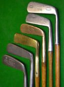 6 x Assorted blade putters including a J Wightman, Dalmahoy straight blade, Halley straight blade
