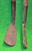 2x interesting irons with unusual face markings to incl A.G. Spalding & Bros “H Vardon” long face