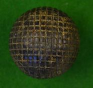 Unnamed square line pattern guttie golf ball c. 1875 – used one strike mark – devoid of paint