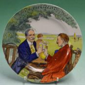Rare Royal Doulton “The Nineteenth Hole” Golfing plate c. 1920s – hand painted - stamped with makers