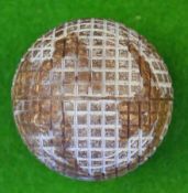Fine Unnamed square line mesh pattern guttie golf ball c. 1880 – no paint – small indent otherwise