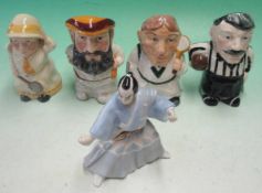 Set of 4 Sporting Character Jugs: Featuring Tennis Man and Woman, Cricket, Football by Staffordshire